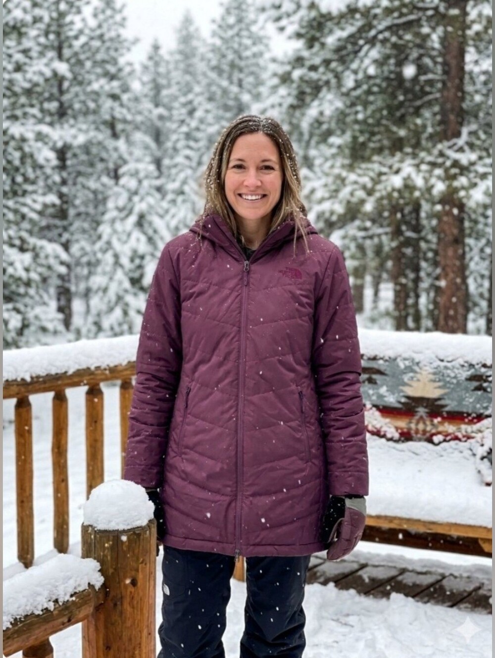 The North Face Women’s Medium Quilted Hooded Puffer Jacket - Plum